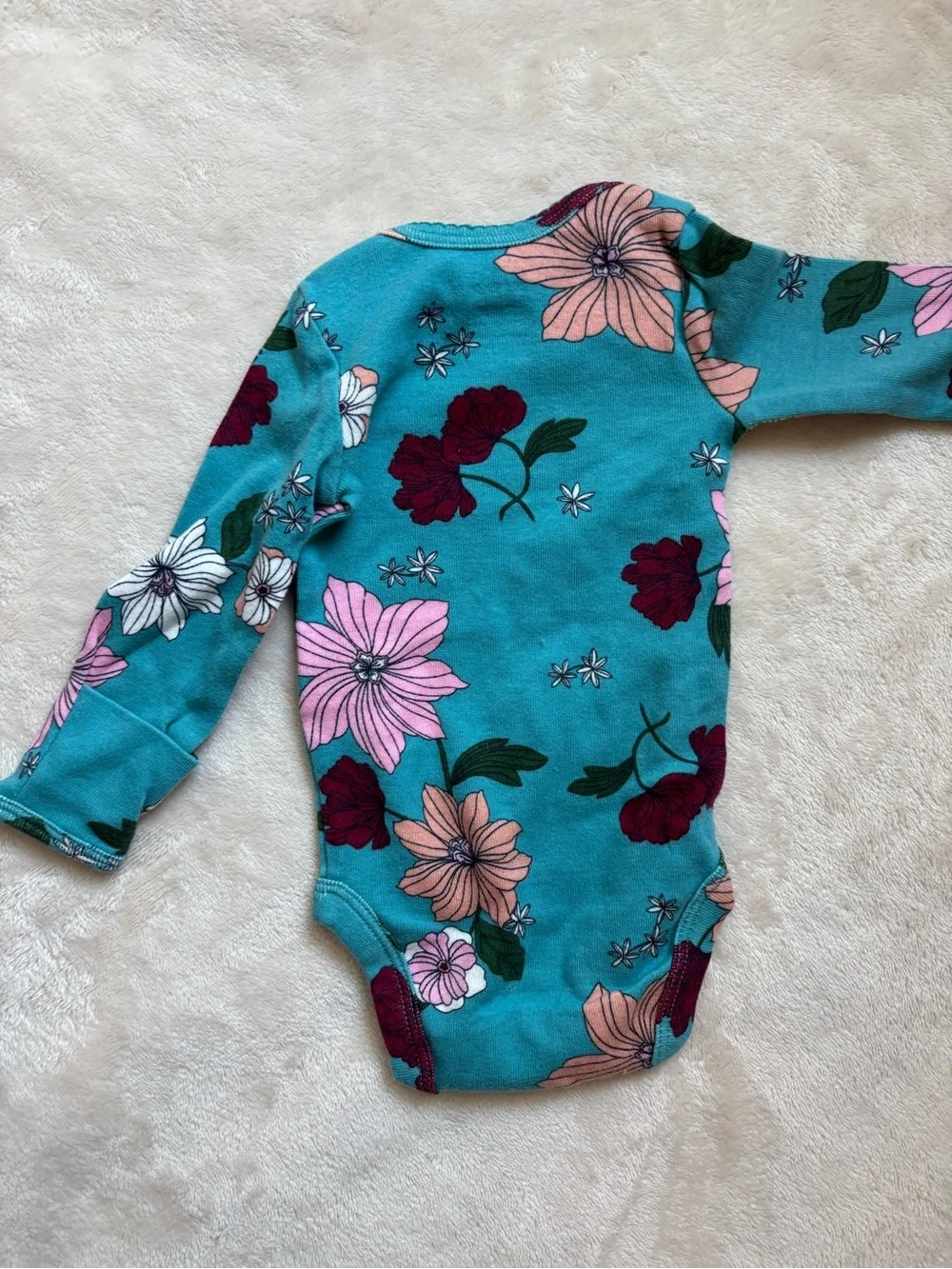 NWOT Carter’s Baby Girl 4-Piece Turquoise Floral Set - Sleeper, Hat, 2 Bodysuits